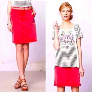 Holding Horses Anthropologie Rustic Red denim pencil skirt
